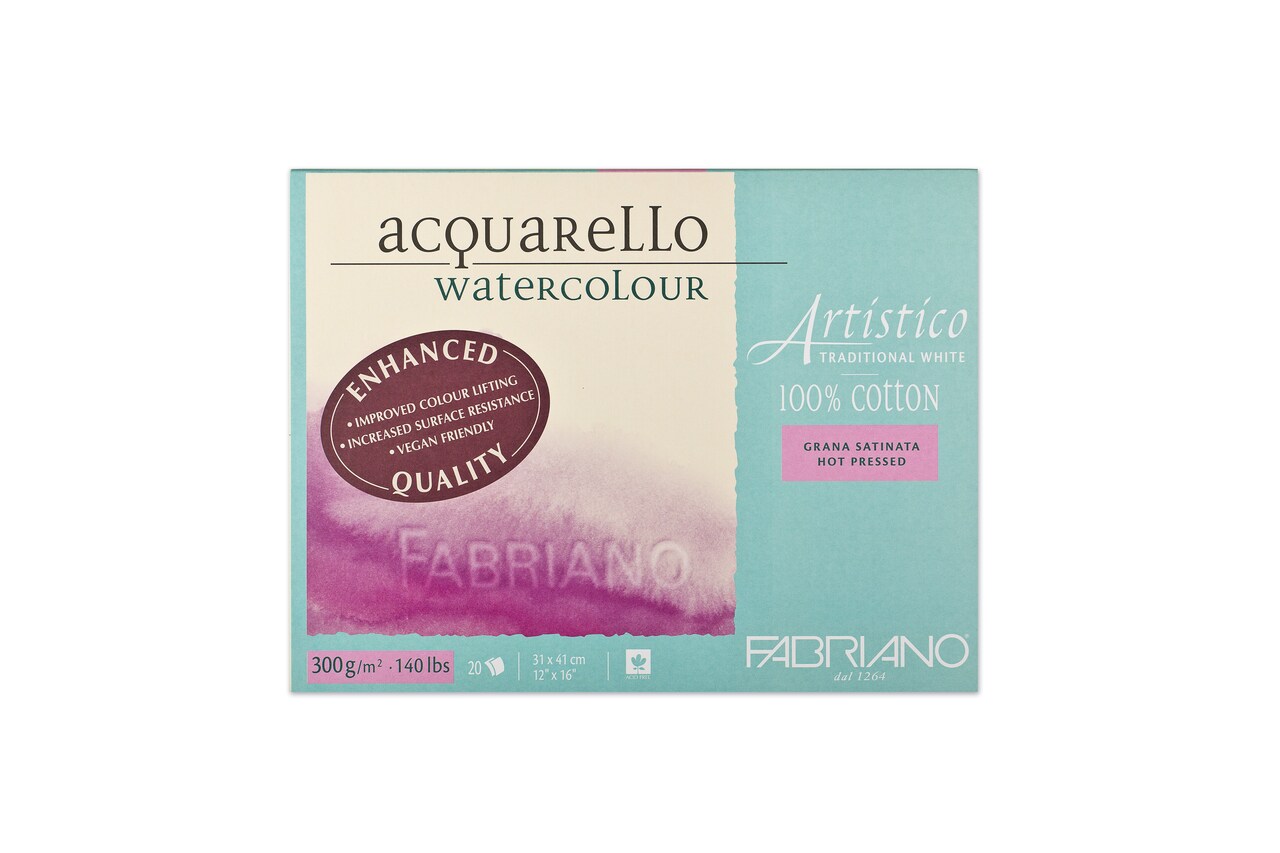Fabriano Artistico Traditional White Watercolor Block, 140 lb./300 gsm